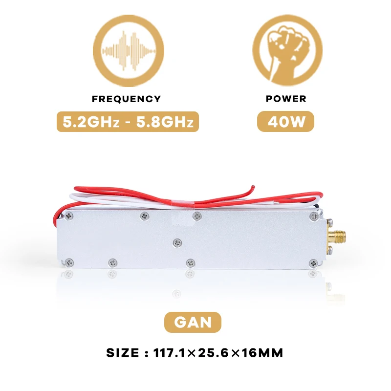 40W FPV UAV C-UAS Anti Drone Signal Shielding Module PA RF Power Amplifier for Blocking 5.2G 5.8G Signals Jamming Buildings