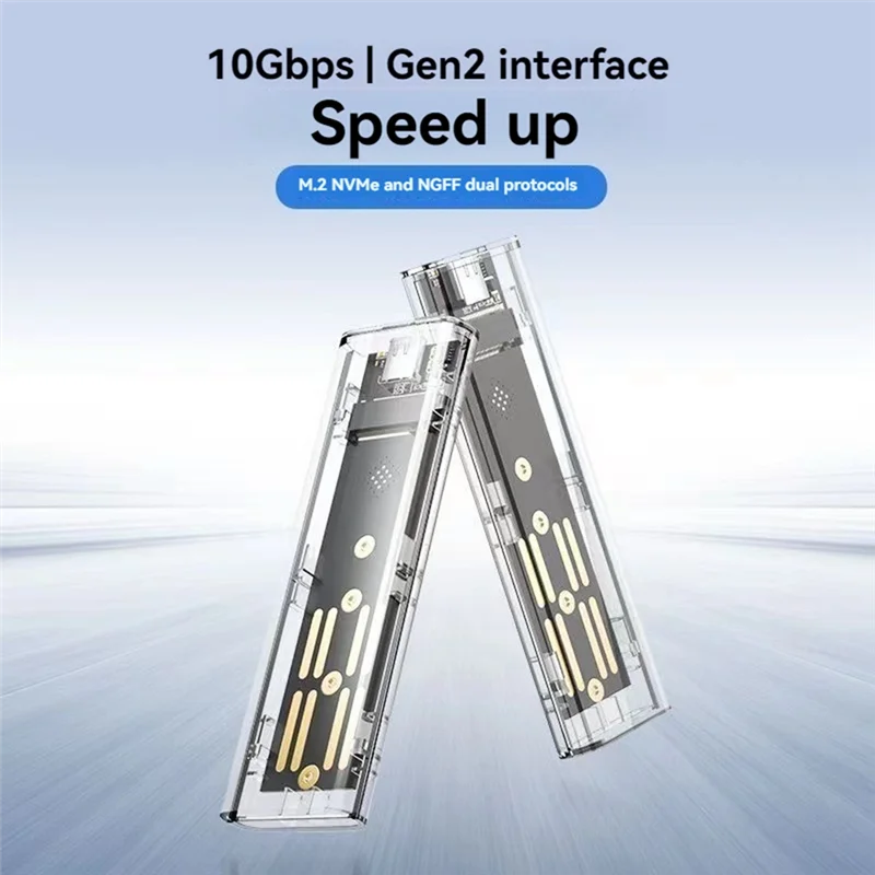 

2025 New-M2 SSD Case M.2 Nvme+NGFF Dual Protocol SSD Enclosure USB 3.2 Gen2 10Gbps Transparent External Drive Case For PC C
