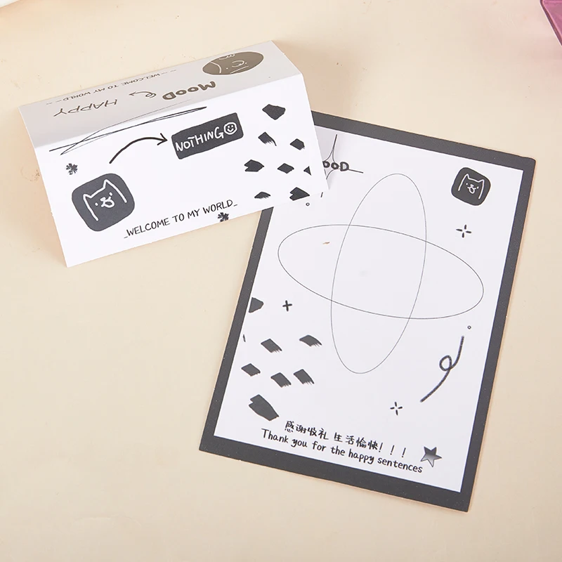 10PCS Original Black And White Simple Letter Card Head Packaging Set Sealing Sticker Separate Packaging Bag Photo Protector