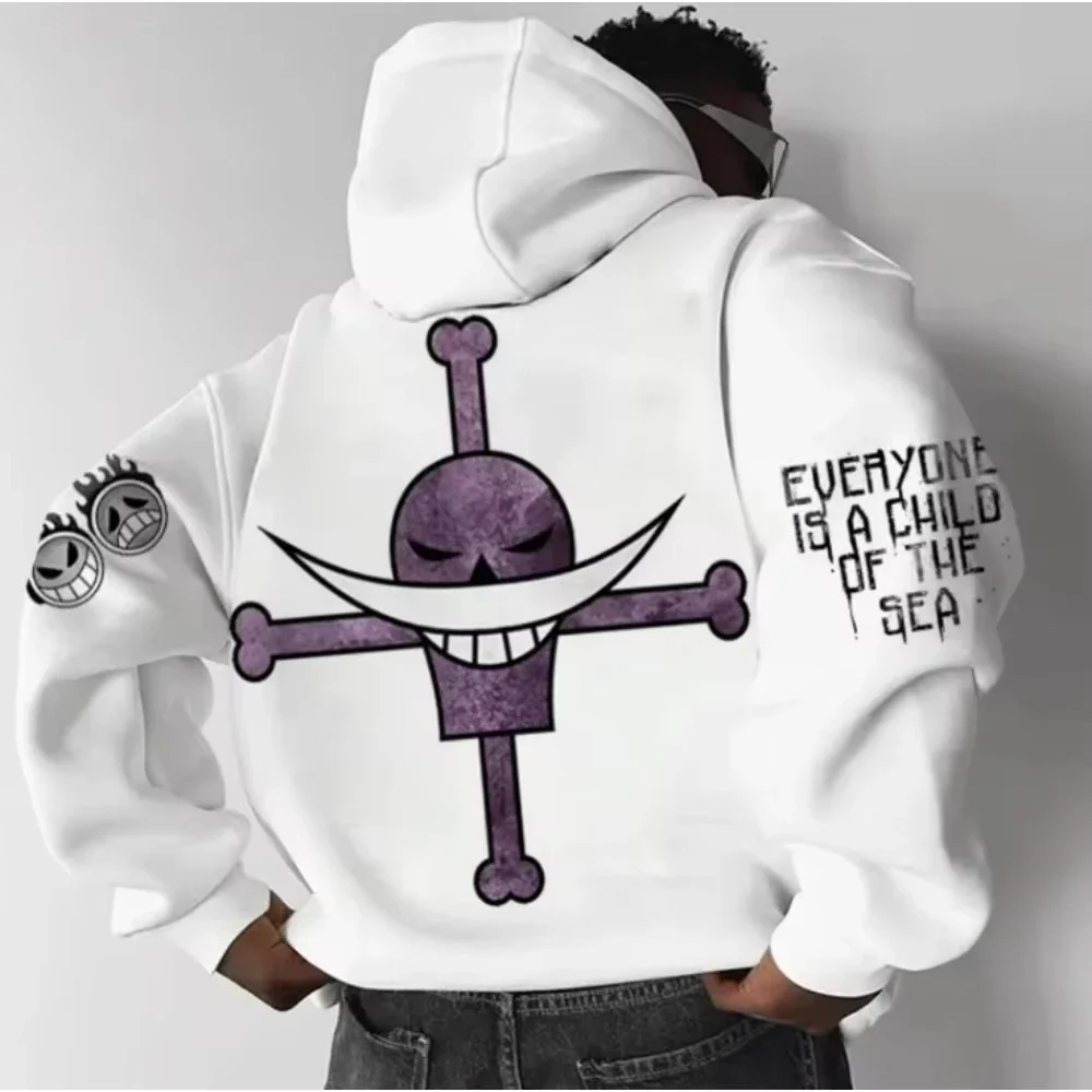 ONE PIECE 2026 nouveau chaud Anime barbe blanche sweat à capuche imprimé automne_hiver hommes femmes décontracté ample japonais Parent-enfant pull haut