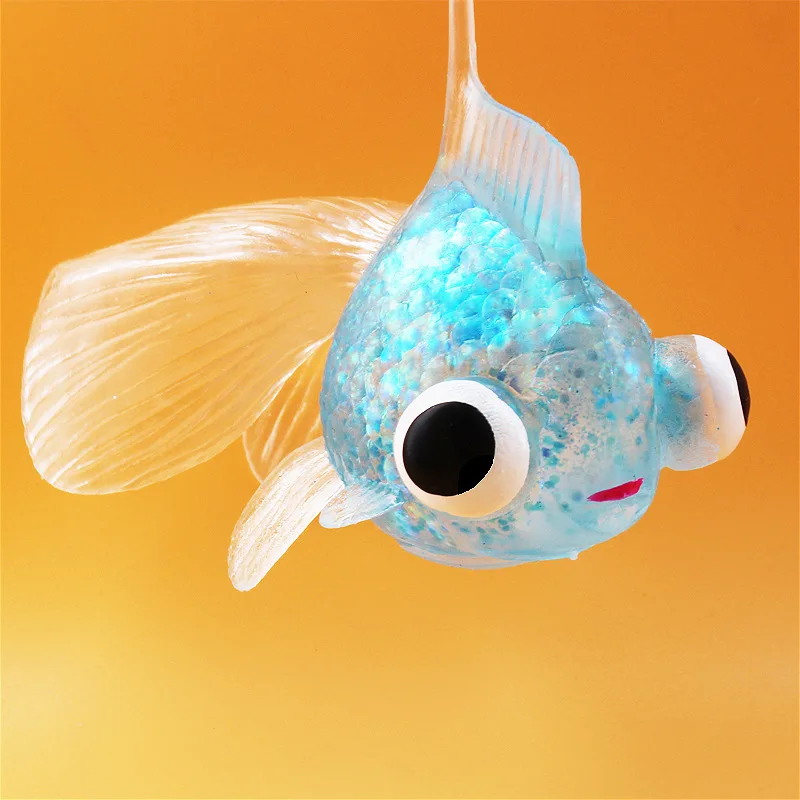 Squishy Kawaii Big Eyes Cartoon Goldfish Slow Rebound Gold Powder Maltose Ball Squeeze Fidget Toy Big Tail Goldfish Kids Gifts