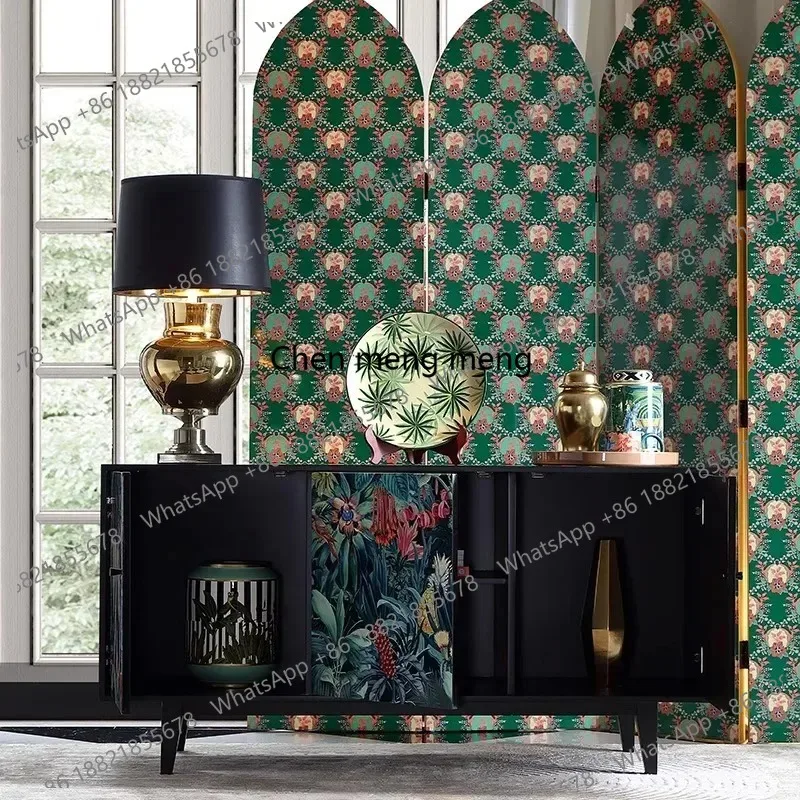 

LHY26 ssFrench retro dining side porch decorative storage cabinet living room bedroom bedside bucket cabinet solid wood