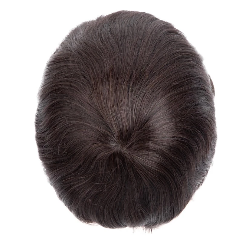 Perucas duráveis para homens, 100% cabelo humano indiano, unidade de sistema toupee, prótese capilar, 0,12-0,14mm injeção de pele