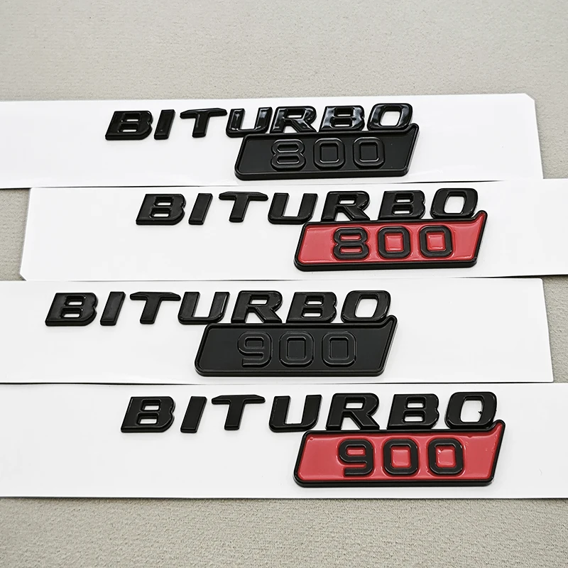 Estilo de coche Biturbo 800 900 pegatina de coche negro brillante guardabarros lateral emblema calcomanías para Mercedes Benz Brabus AMG accesorios modificados