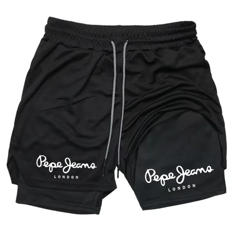 

Men's Black 2-in-1 Soccer Athletic Shorts, Quick-Dry Breathable, Drawstring Waist, Ideal for Gym,Training & Football Gamestk0460