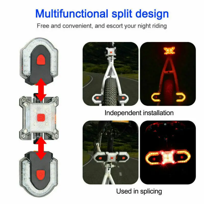 Whole Set Smart Wireless Remote Control Bike Turn Signals Front Rear Light Motorcycle Scooter Cycling Safety Warning LED Lamp