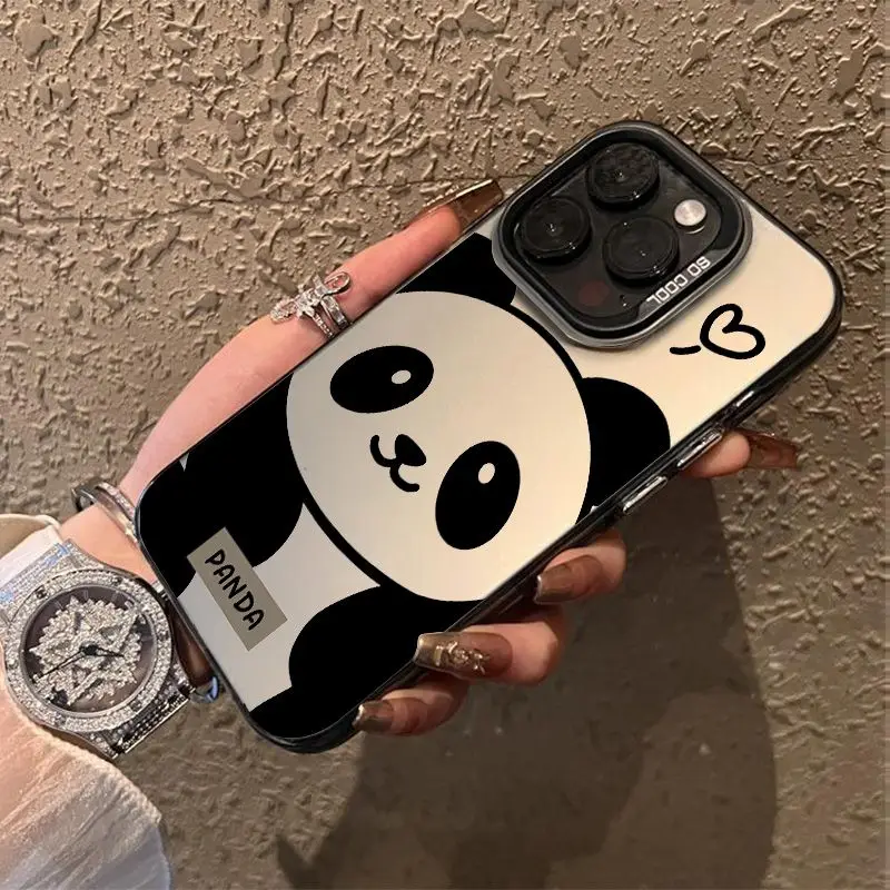 Oriental Style Happy Chinese New Year 2024 Panda Totem Silvering Shockproof Cover Case For iPhone 16 15 14 13 12 11 Pro Max Plus