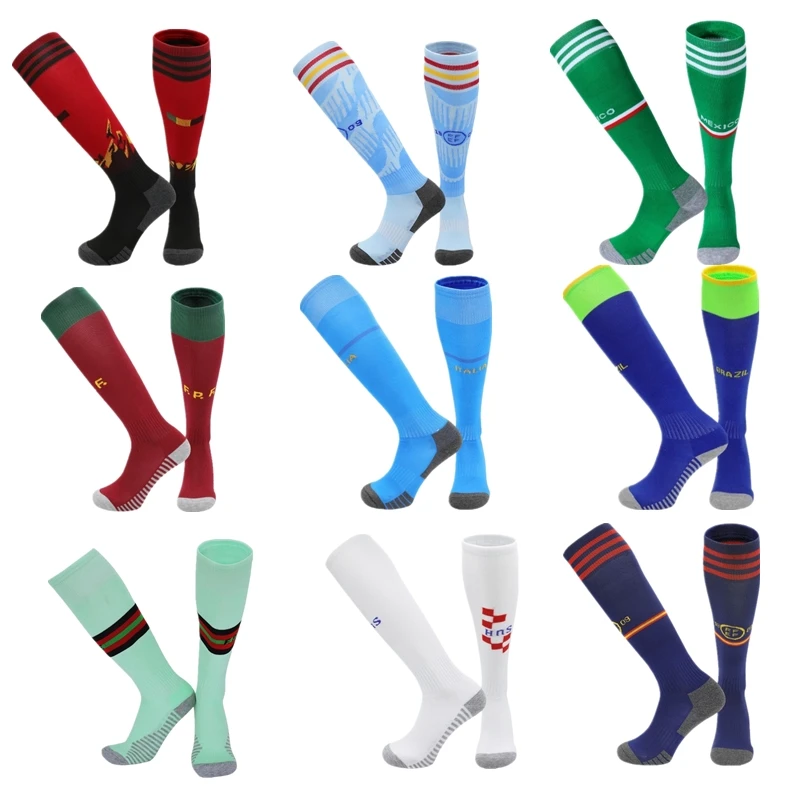 2023 New National team Season Soccer Socks For Adults Kids Thickening Towel Bottom Knee High Football Training Match Sport