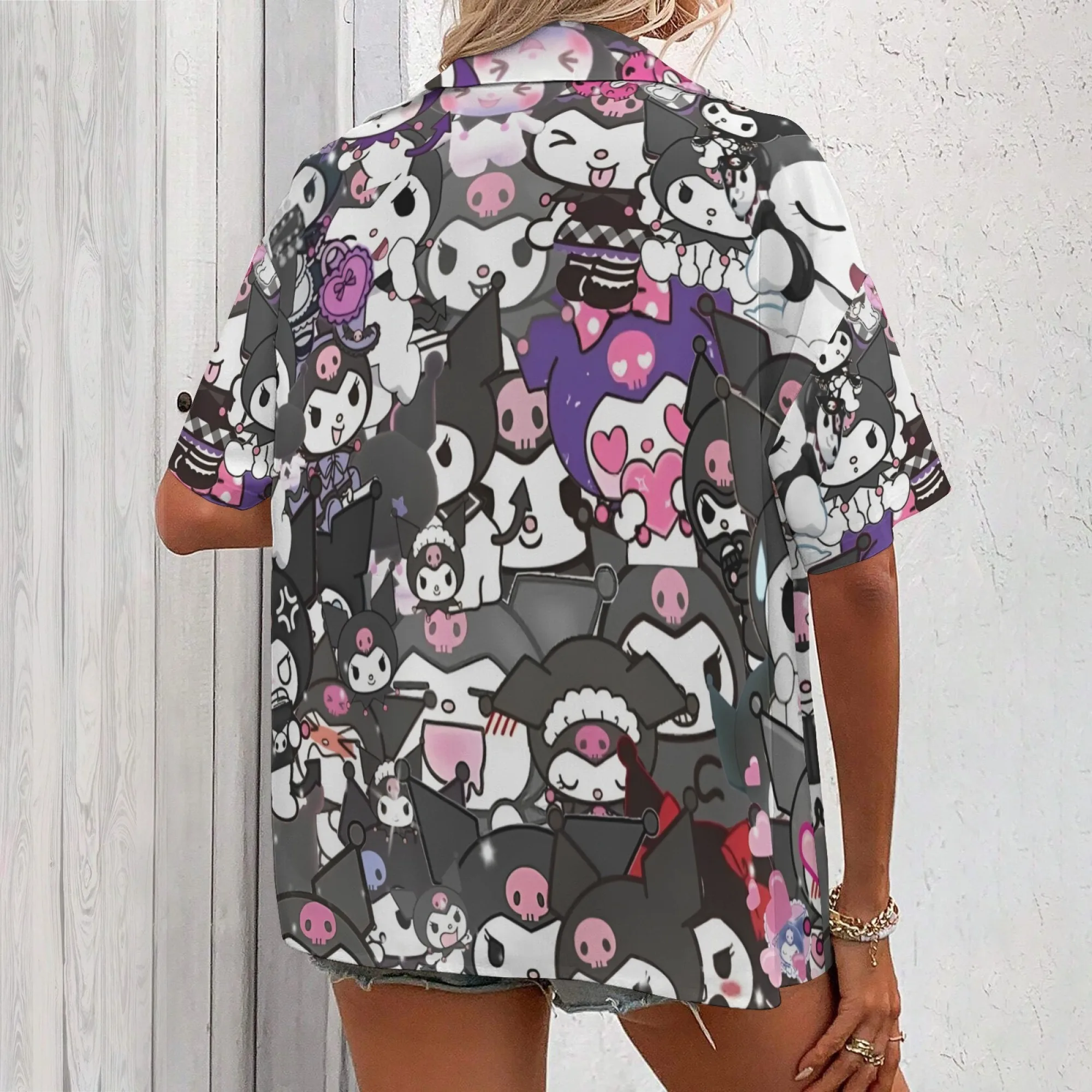 Kuromi 셔츠와 짧은 여성 의류 한국어 리뷰 많은 소녀 의류 Kuromi 셔츠 여성 긴 소매 티셔츠 여성용 Y2k To