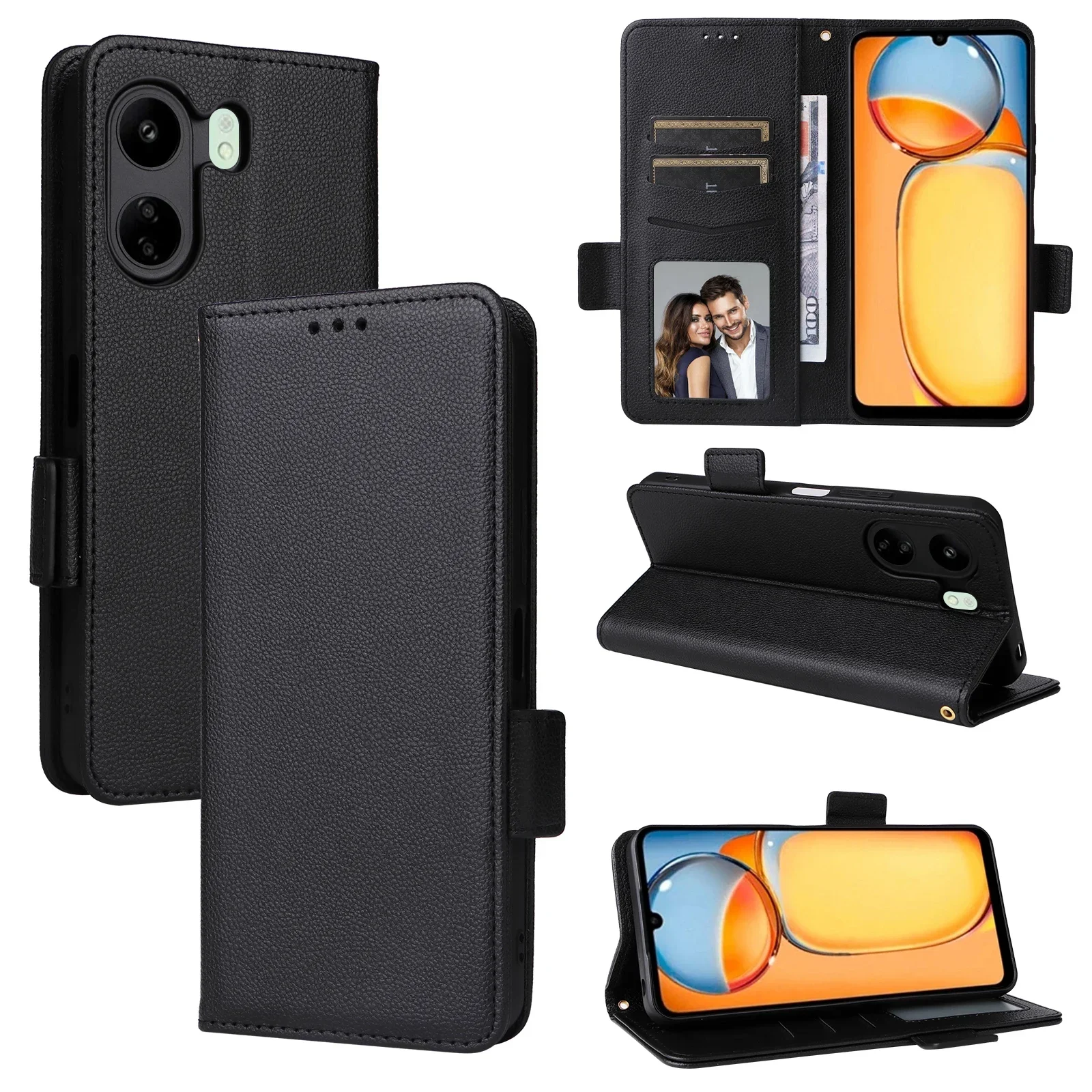 

Для POCO C65 Роскошный флип-чехол-кошелек из искусственной кожи с ремешком-подставкой для Xiaomi POCO C65 PocoC65 Чехол для телефона с боковой пряжкой