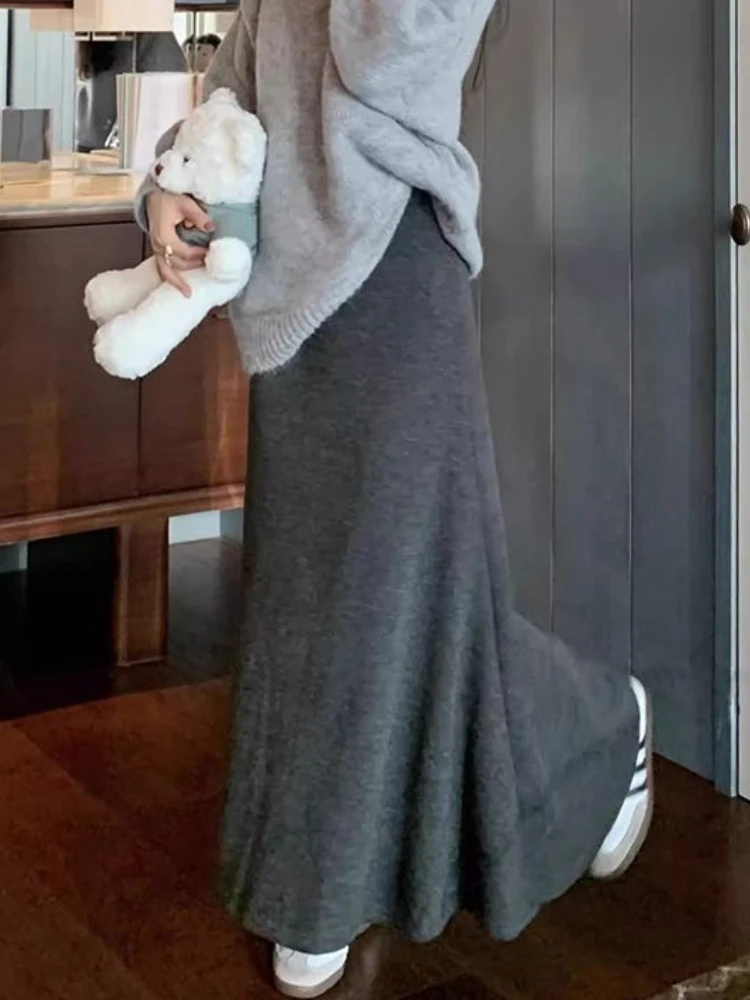 

Длинные юбки женские ретро весна осень элегантная мода Feminino универсальные однотонные для отдыха корейский стиль уютные Mujer Faldas Empire Ins