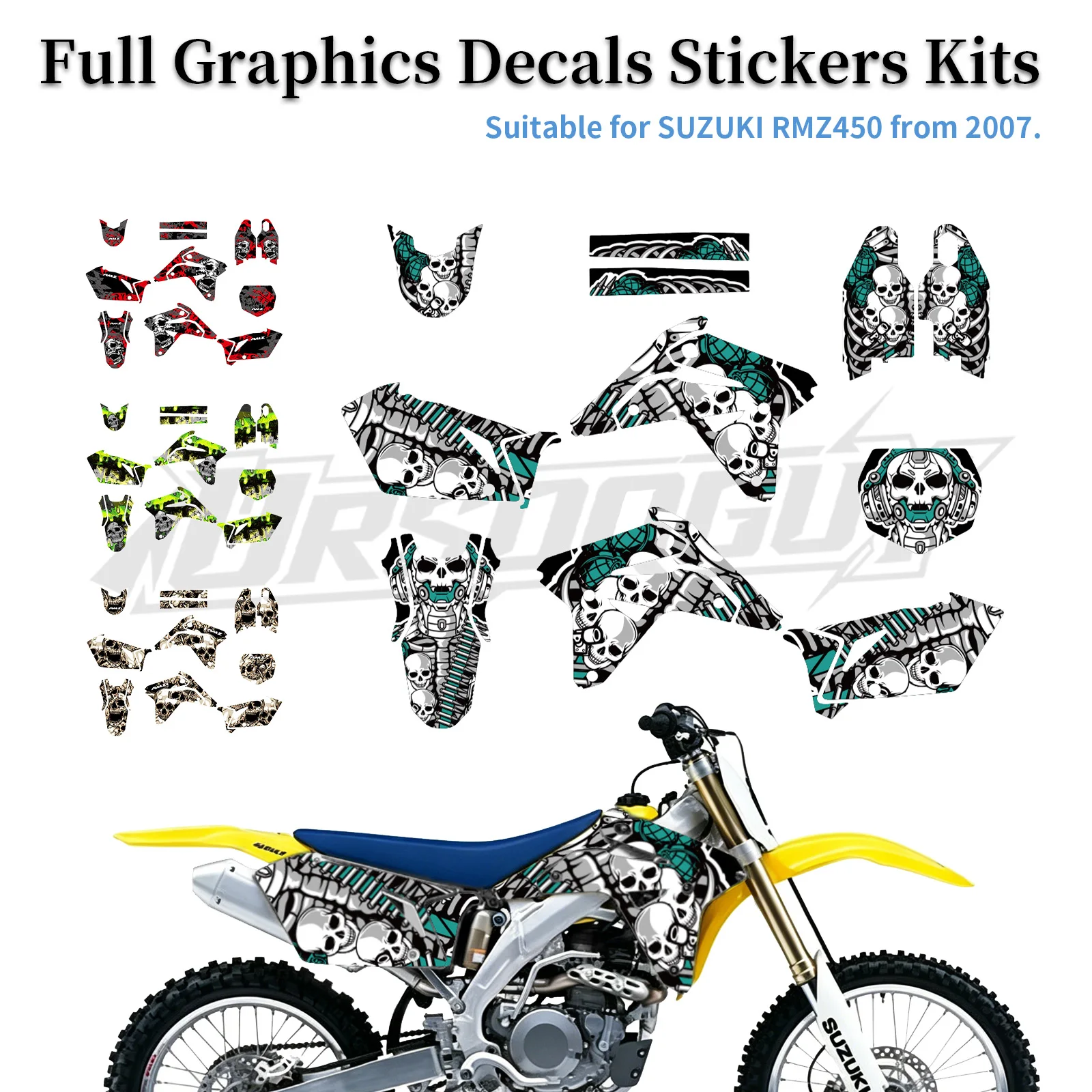 Graphics Kit Motocross Decals Deco Backgrounds Stickers Fit for SUZUKI RMZ 450 2007
