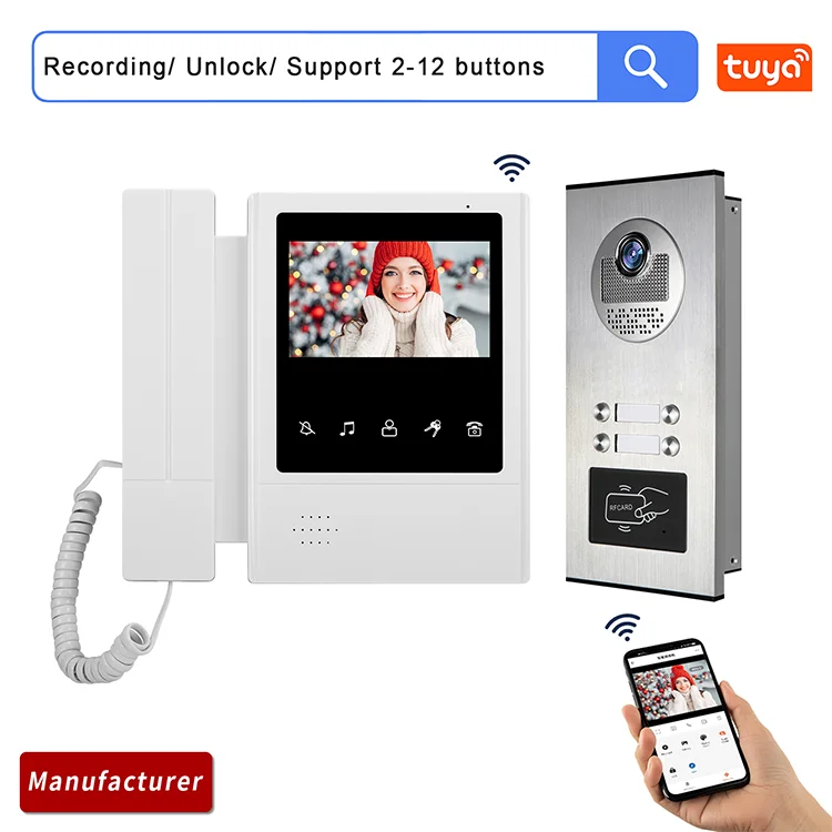 YUNYI 4 Buttons Apartment With TUYA APP Remote Control IR Night Vision Waterproof IP 65 For Multi Apartment