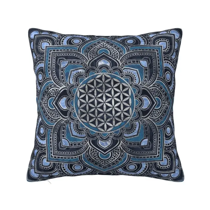 

Custom Nordic Flower Of Life In Lotus Mandala Sofa Cushion Cover Polyester Zen Yoga Meditation Pillow Case