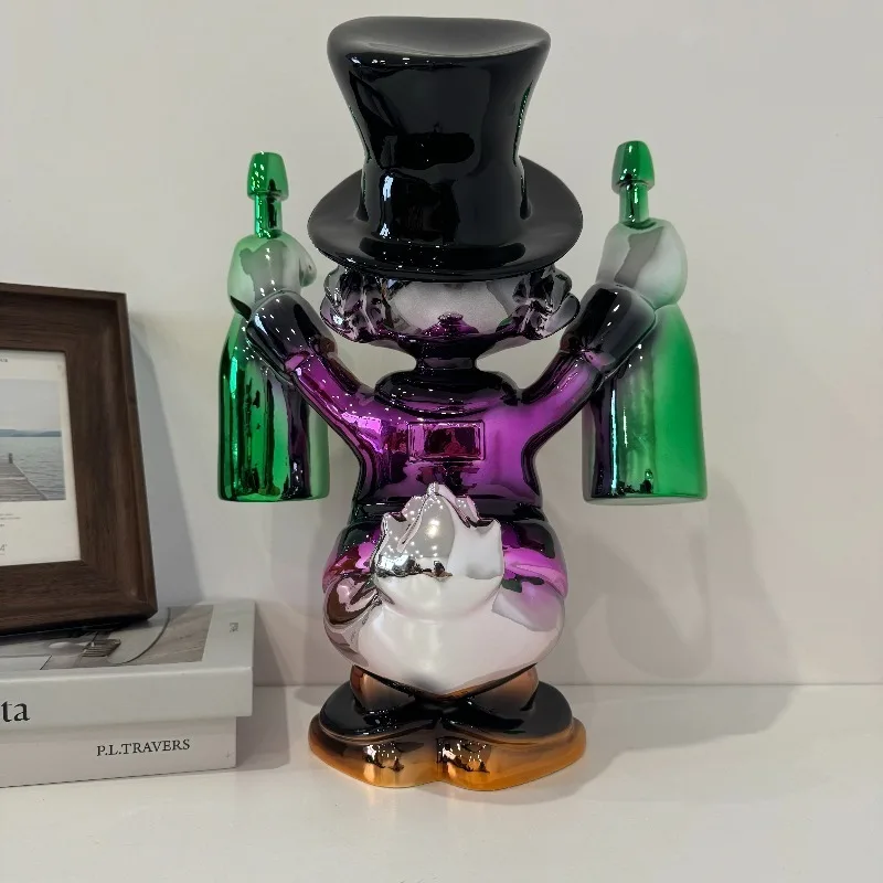 Disney anime figuras pato donald estátua resina modelo dos desenhos animados retro mickey mouse e donacdduck animal estatueta disney brinquedo para criança