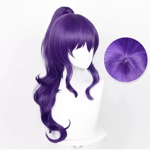 Anime Asahina Mafuyu Cosplla Wig Long Dark Purple Ponytail Wavy Asahina Mafuyu Wig Heat Resistant Synthetic Hair Wigs