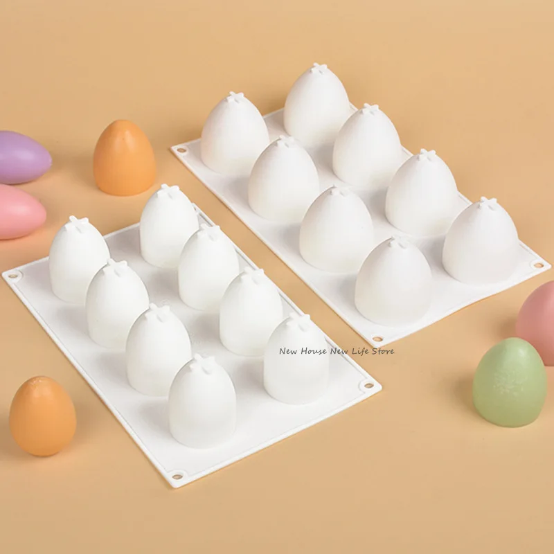 3D Egg Candle Silicone Mold DIY Mousse Chocolate Cake Craft Baking Tool Easter Simulation Egg Resin Plaster Mold Home Decor