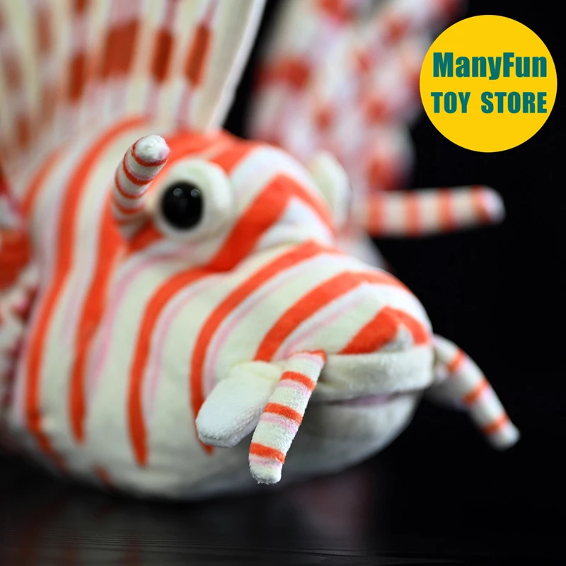 Realistic Lionfish High Fidelity Devil Firefish Plushie Lifelike Turkeyfish Plush Toy Zebrafish Stuffed Animal Doll Toy Gift