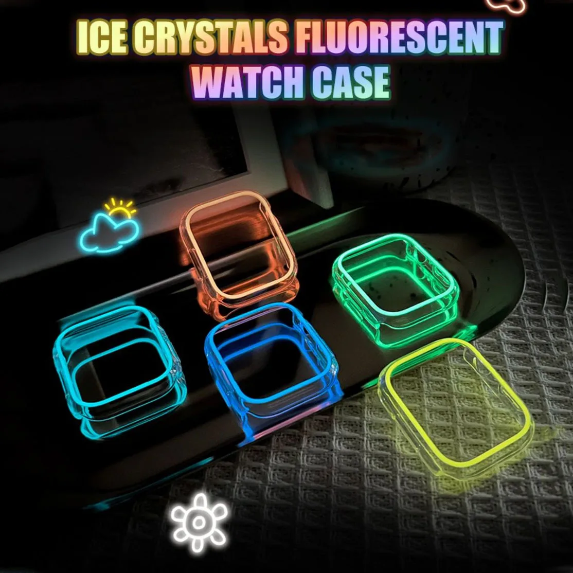 Y2K Clear Luminous Light Change Case Cover do Apple Watch Case 49 mm 45 mm 40 mm 44 PC Bumper Protective Frame do iWatch 9 8 7 SE