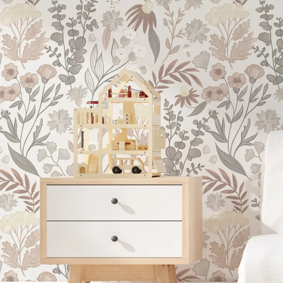 Boho Floral Peel and Stick Wallpaper Flower Leaf Contact Paper Self Adhsive Removable Wall Paper for Bedroom Cabinets Decor