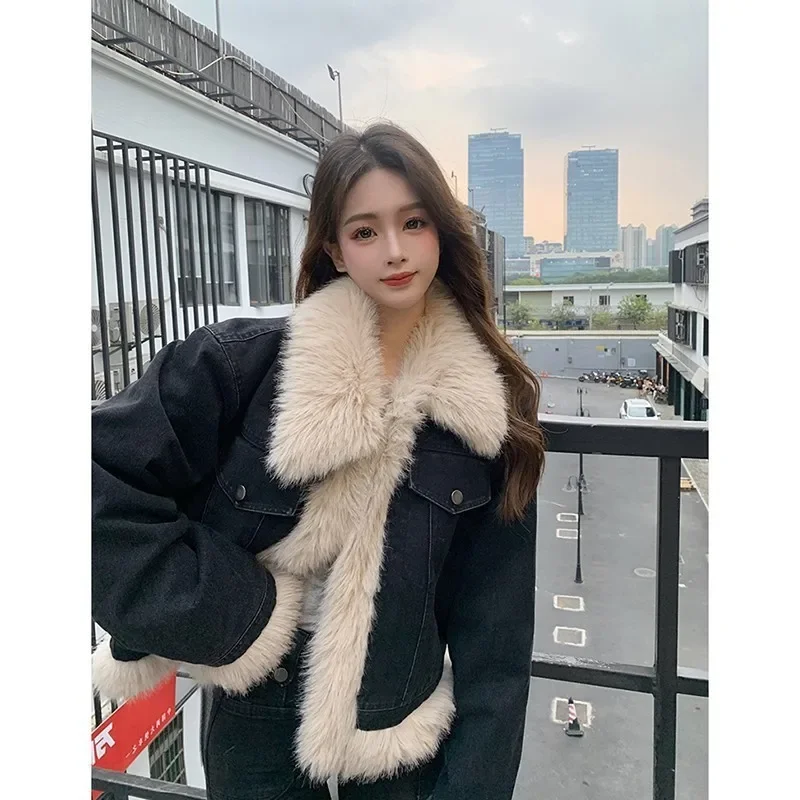 

2024 Winter Clothes Women Thickened Cotton Clip Denim Coat New Fashion High Quality Coat