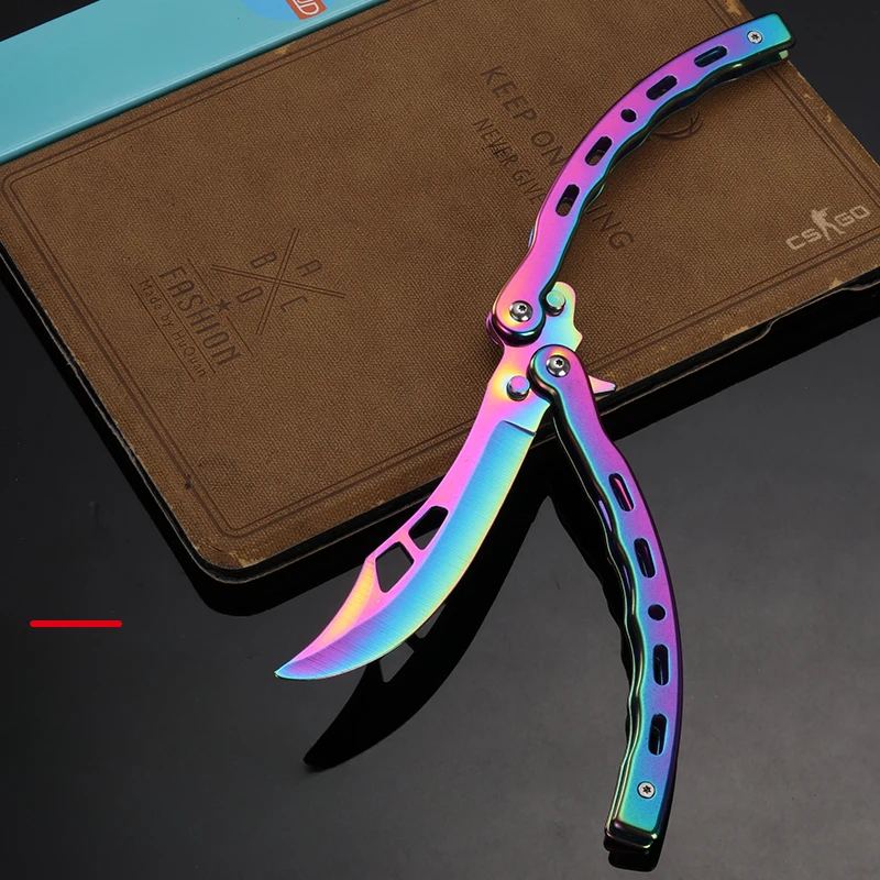 23.5cm CSGO Butterfly Folding Knife Beginner Rotation Practice Game Same Prop Stainless Steel Outdoor Knife Uncut Festival Gift