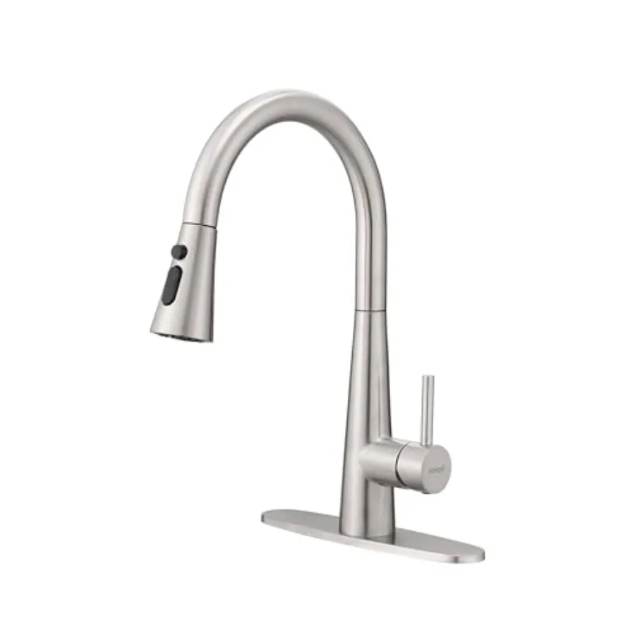 

Kitchen Faucet with Pull Down Sprayer High Arc 360° Swivel Stainless Steel Kitchen Sink Faucet 3-Mode Spray Head Suitable for F