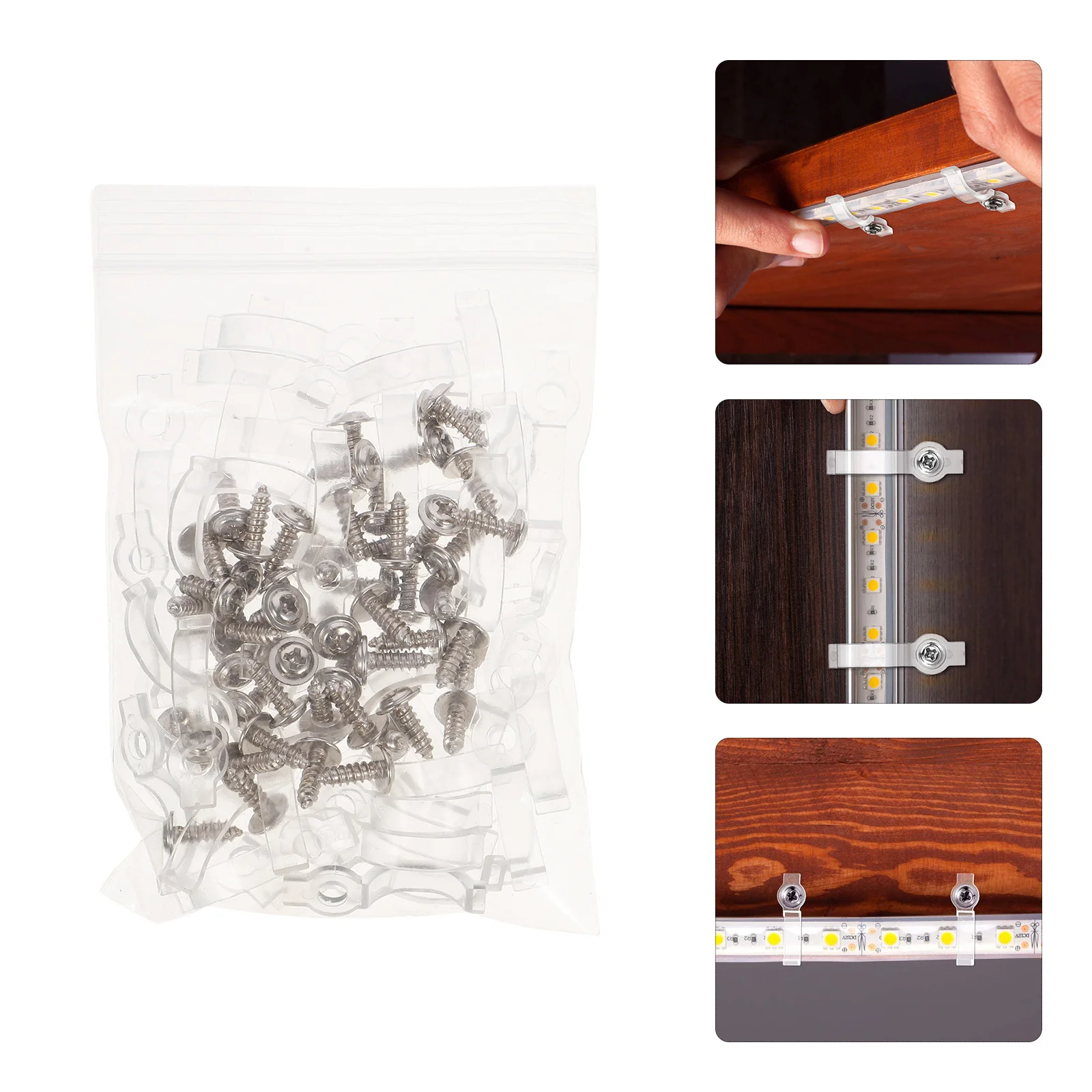 

100Pcs LED Strip Lights Clips Plastic Compact Fixed Clips Secure Fastening for LED Tape Light Mounting Lamp Lamp