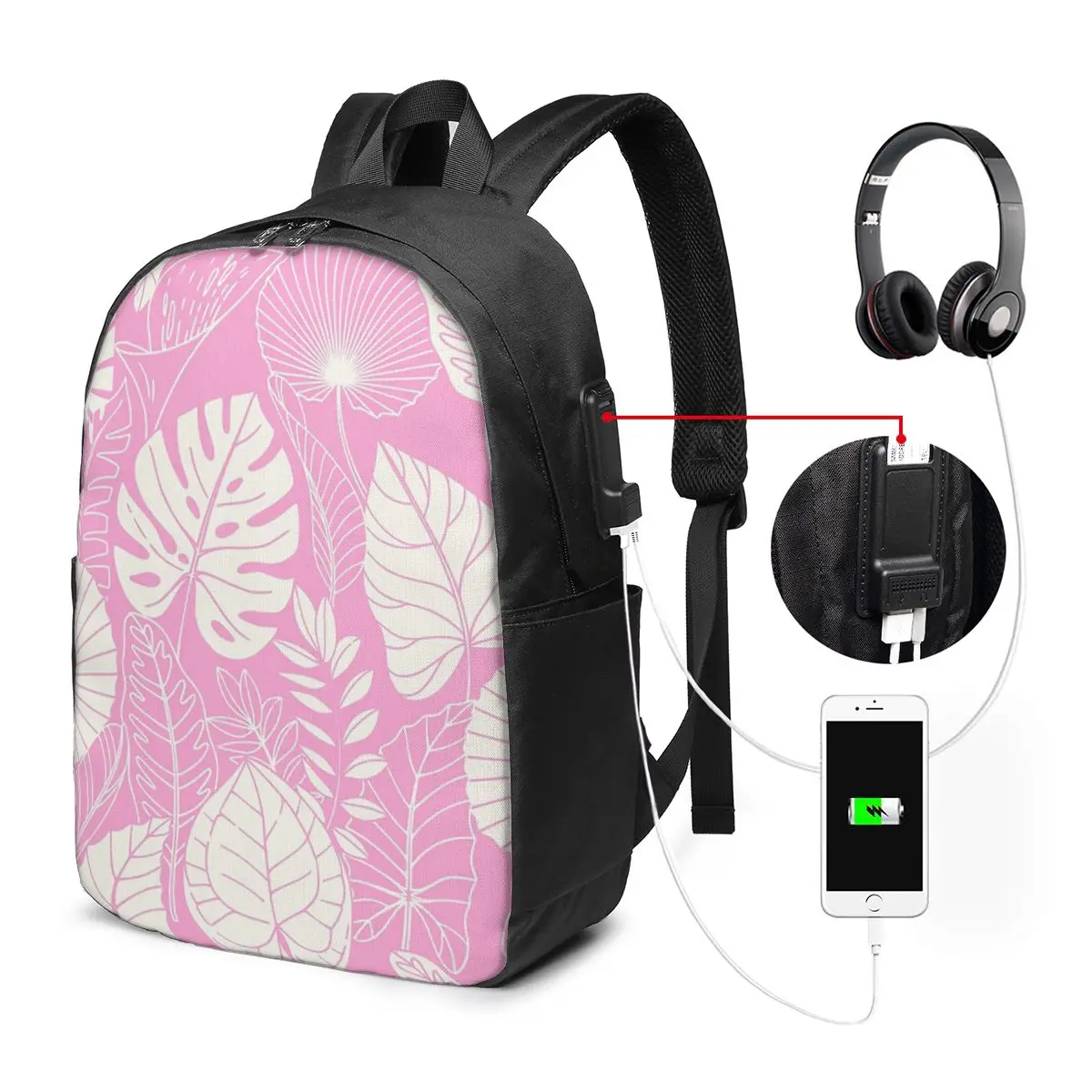 Tropical Palm Leaves Foliage Backpack Travel Notebook Bag Computer College Student School Bag Laptop Shoulder Bags for Men Women