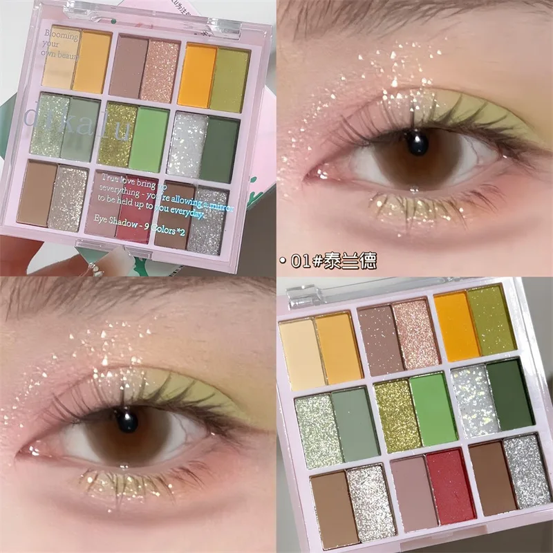 Sombra de ojos brillante, paleta de 18 colores, rosa, color fresco, brillo nacarado mate, maquillaje de ojos de larga duración, nueva