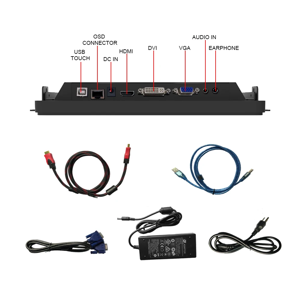 Monitor LCD touch screen capacitivo a telaio aperto da 10,1 pollici IK08/IP65 10 punti