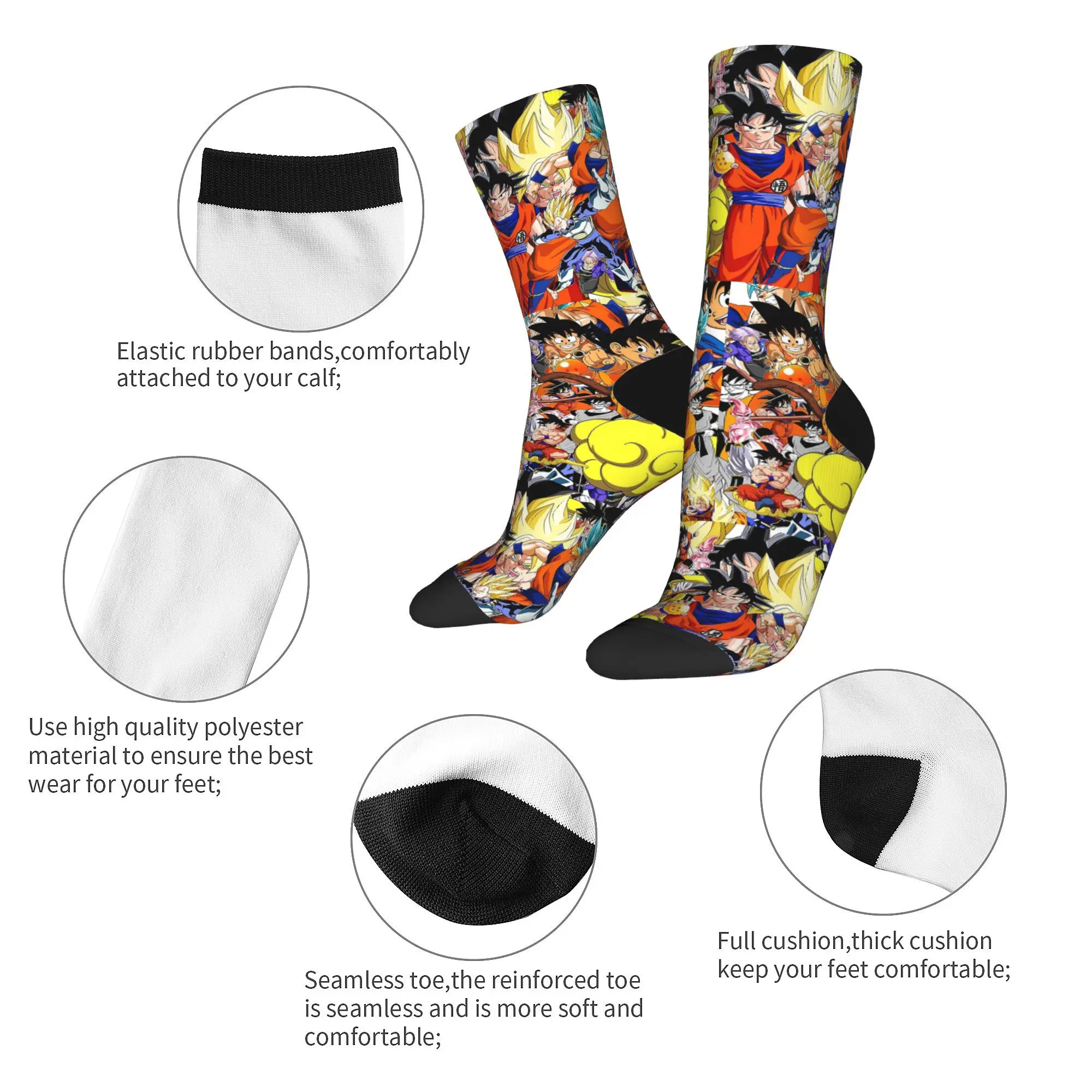 Dragon Ball Z Goku Vegeta DBZ Socks Men Women Fashion  Socks High Quality Spring Summer Autumn Winter Middle Tube Socks Gifts