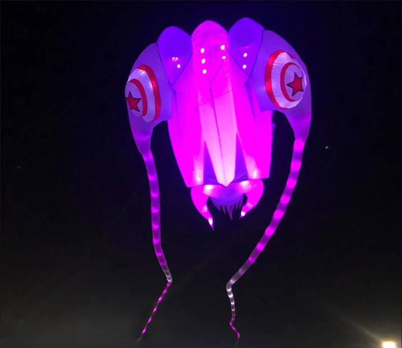大型LED三葉虫凧 大人用凧揚げ 布製ゲーム 防水リップストップナイロン生地 大人用凧 飛行玩具 パイプ