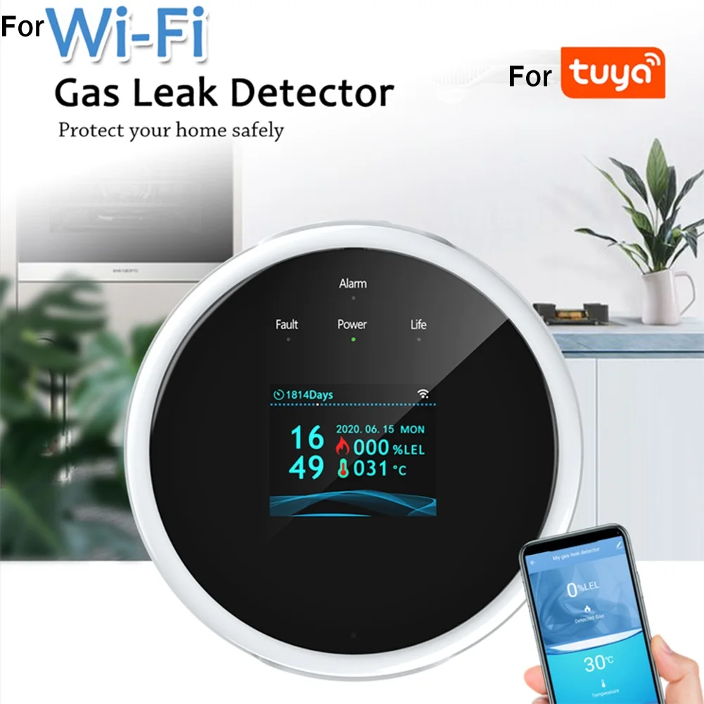 

Natural Gas Alarm Sensor For Tuya Smart Wifi LCD Display Gas Leak Detector Range 0-100%LEL Combustible Gas Detector For Home Use