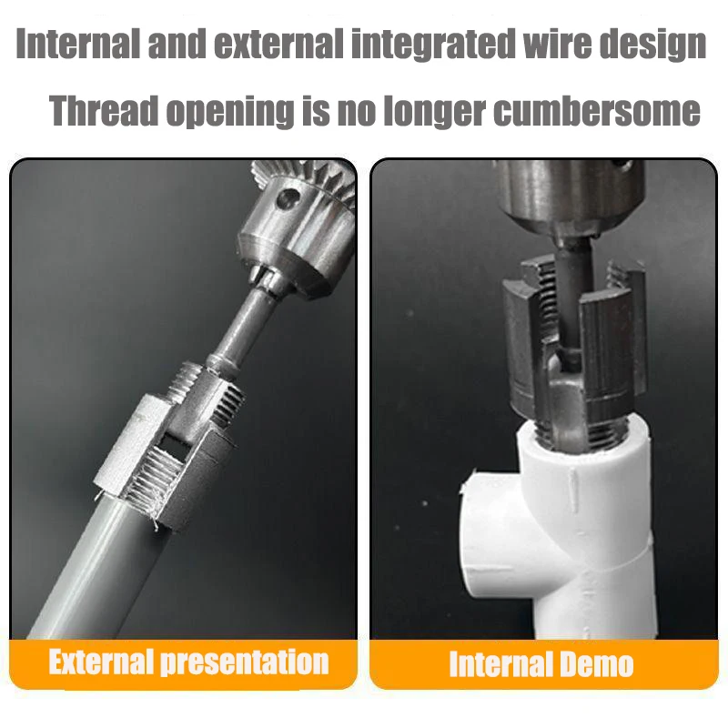 Integrated Internal and External Thread Pipe Threading Tool for 1/2-inch PPR Pipes, with Taps and Dies for Thread Cutting.