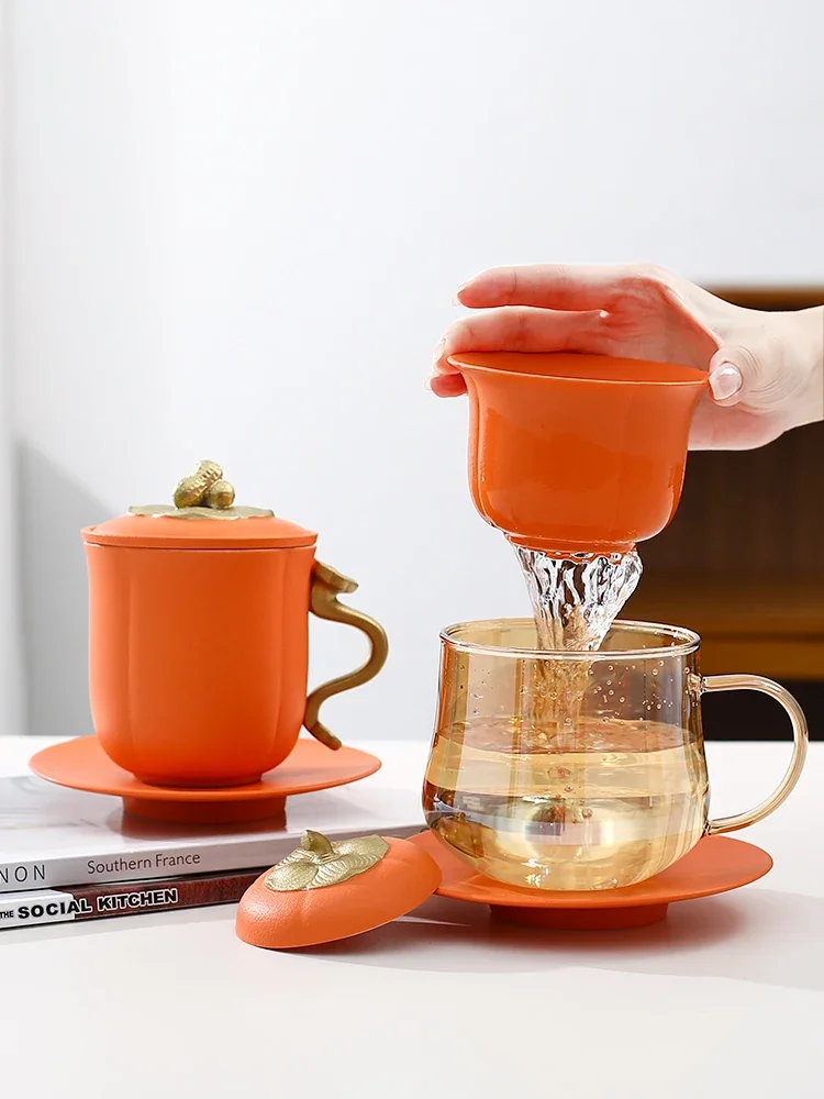 

Glass cup, tea separation, brewing cup, office filtration, mug, ceramic cup with lid