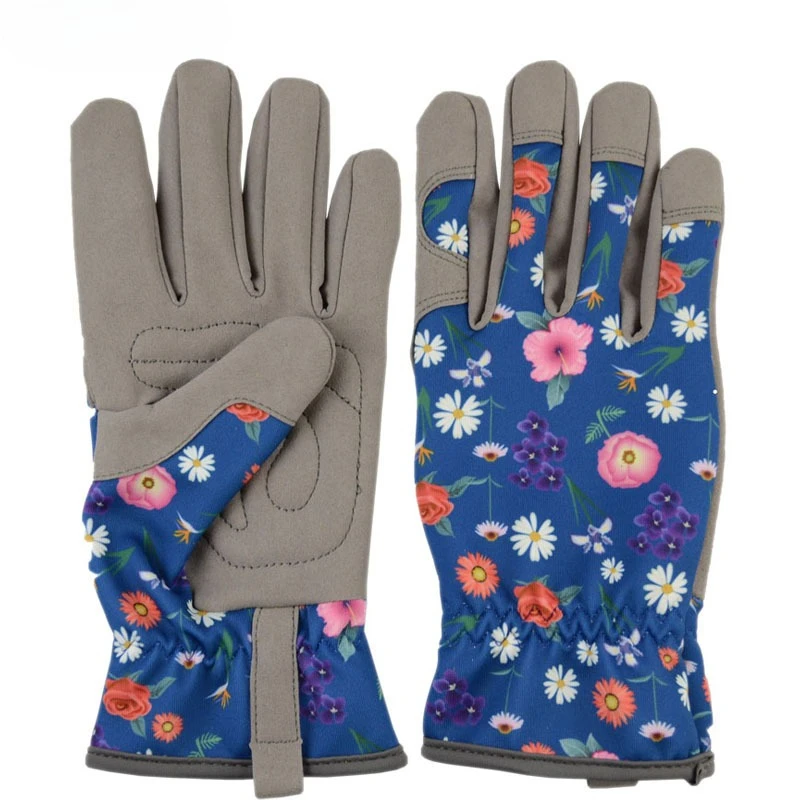 

Floral Print Polyester Garden Gloves, Breathable Ambidextrous Work Gloves,Outdoor Gardening Hand Protection