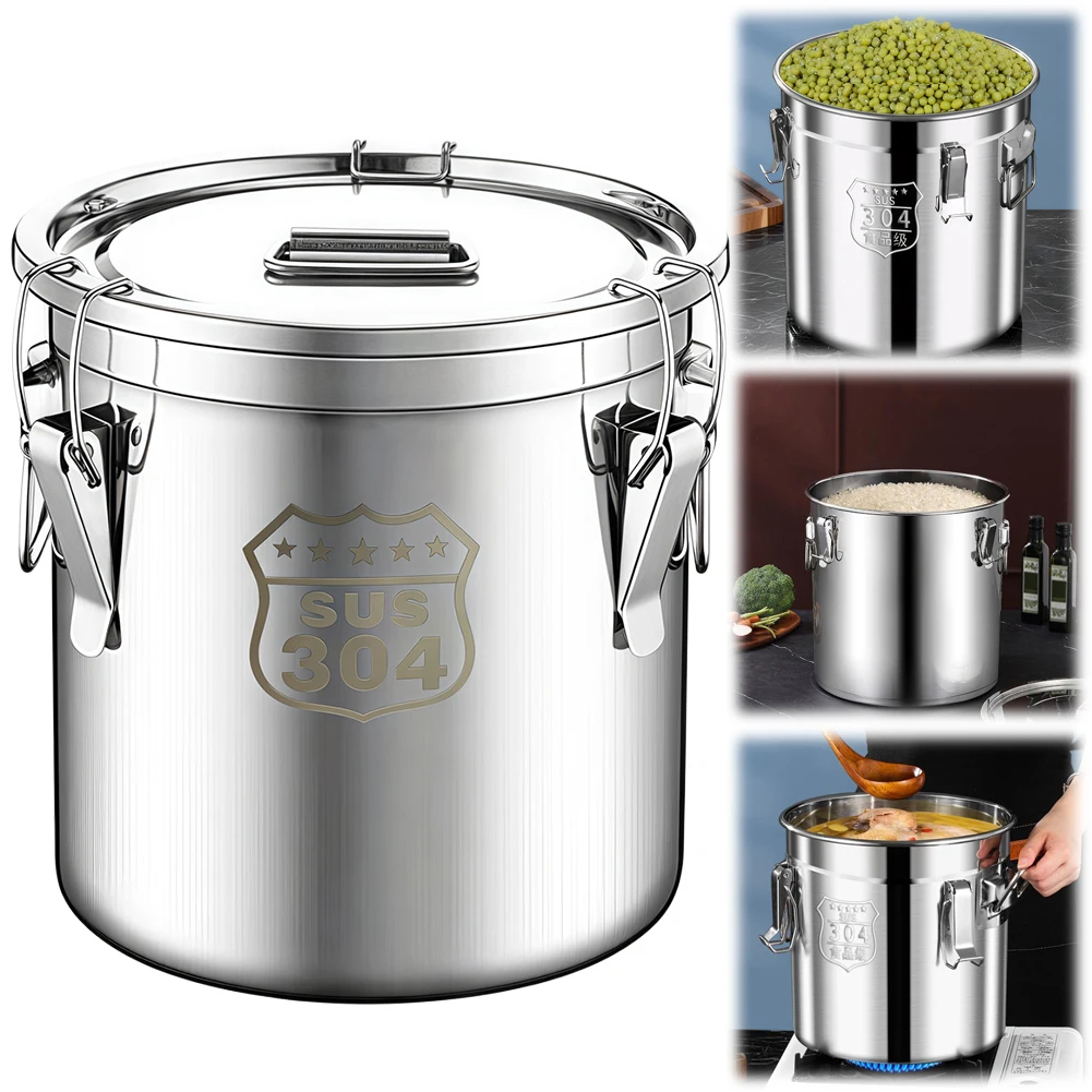 

6/12L 304 Stainless Steel Airtight Canister Food Storage Container Kitchen Canister for Household Kitchen Bar Restaurants
