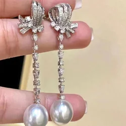 MeiBaPJ 10-11mm Natural Rice Freshwater Pearls Drop Earrings Real 925 Sterling Silver Fine Charm Jewelry for Women