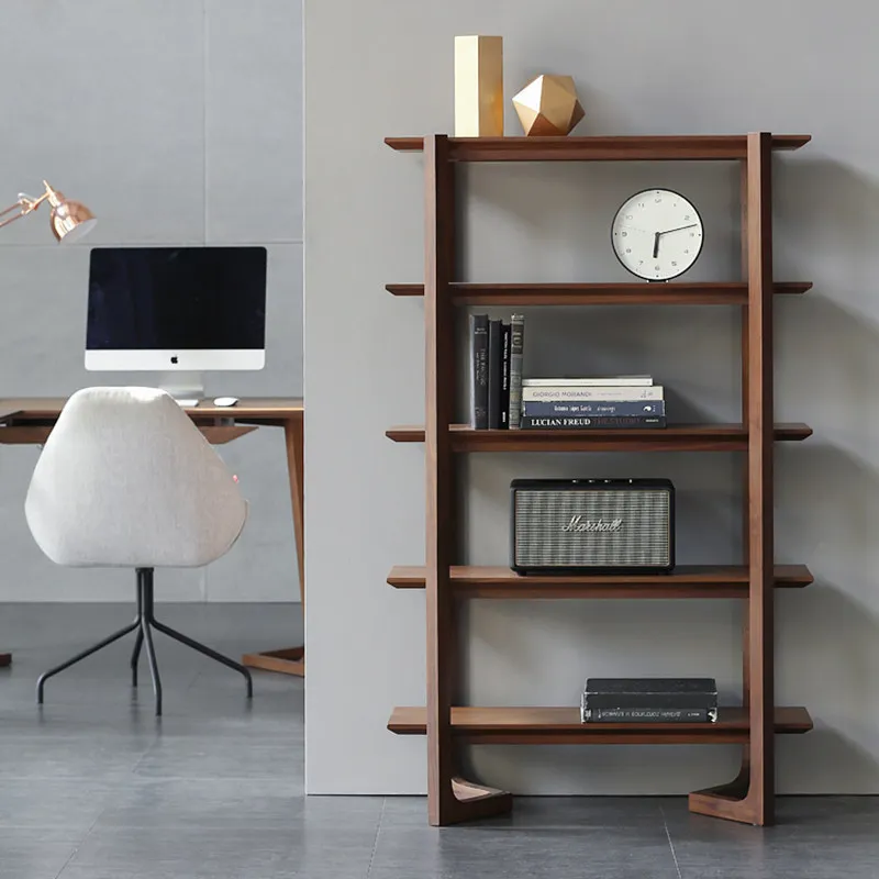 Solid wood bookshelf Bookcase Floor shelf Modern simple study Nordic living room combination household multi-layer storage cabin