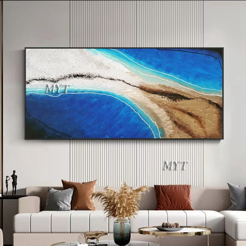 High Quality 100% Handmade Beautiful Ssea View Modern Abstract Acrylic Oil Painting No Frame Large Size Decoration Wall Picture