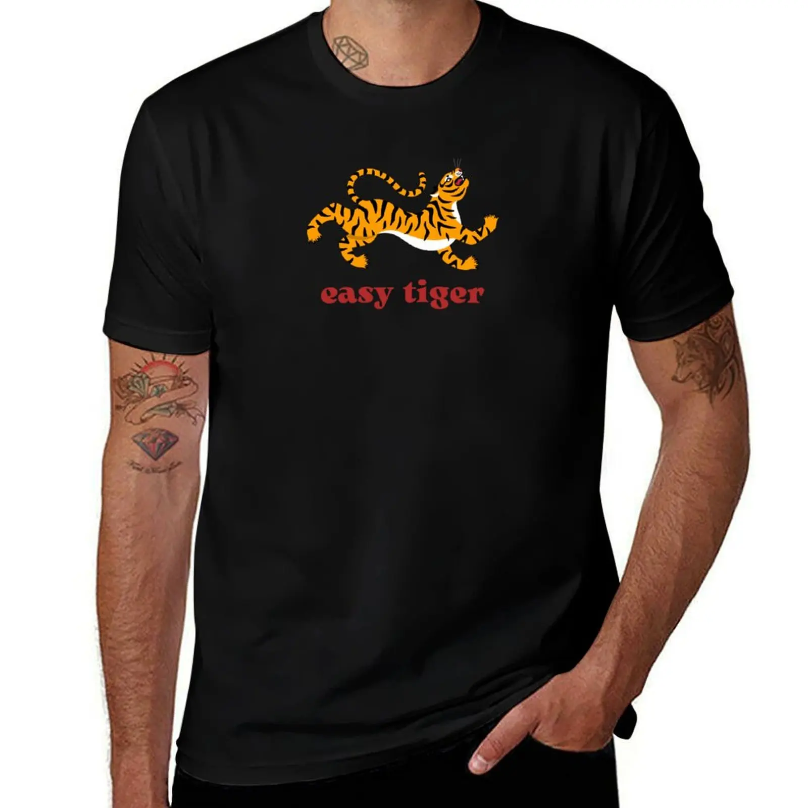 Easy tiger! T-Shirt Plus Size Workout Short Sleeve Top