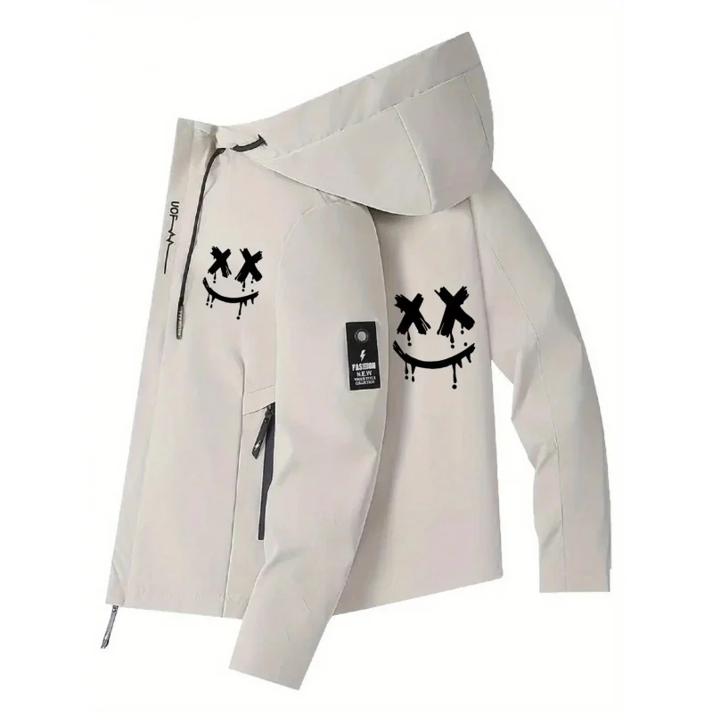 

Men's Hooded Jacket - Full-Zip Windproof Hooded Coat - Suitable for Riding, Fishing, Windproof Sports Jacket