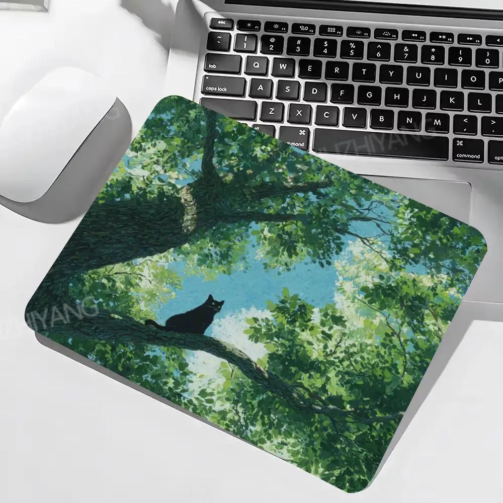 Kat En Boom Muismat Anime Vierkante Muismat Bureau Draadloze Muis Kantoor Decor Bureau Accessoires Computer Laptop Werk Gaming 22X18