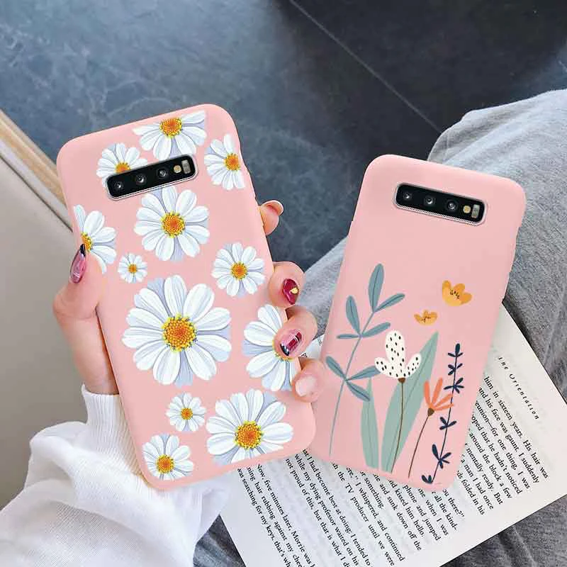 Vintage Flowers Leaves Plant Rose Phone Cases For Samsung Galaxy S10 + Plus S10e Shockproof Fundas Silicone Protective TPU Cover