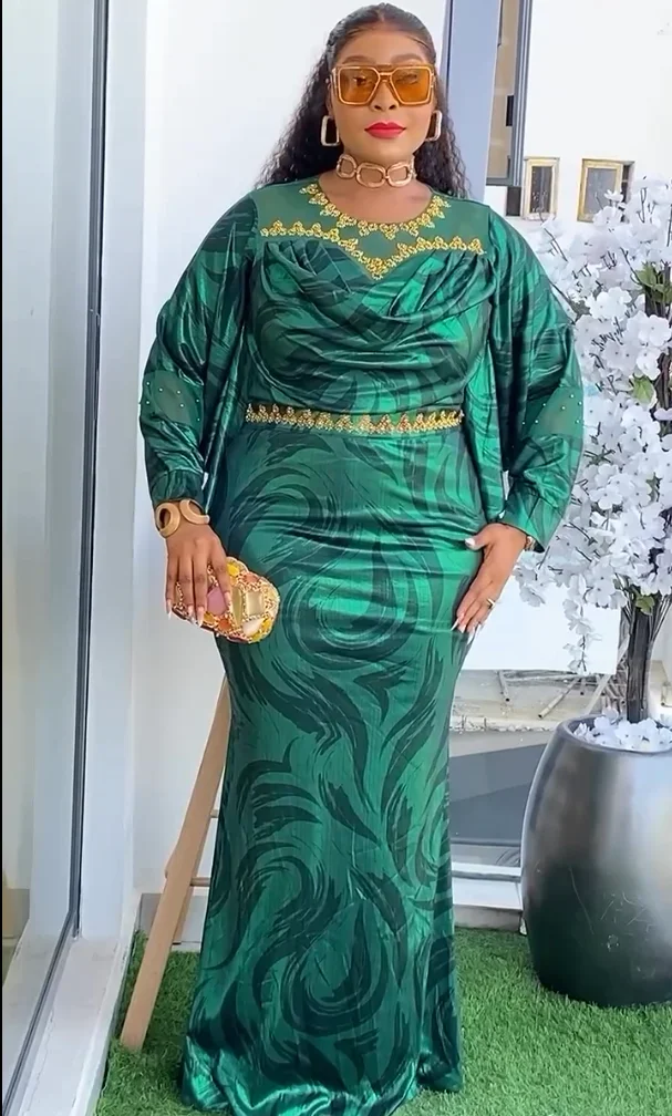 

African Luxury Long Sleeve Abaya Dress for Women plus Size Birthday Wedding Party Robe Femme 2025