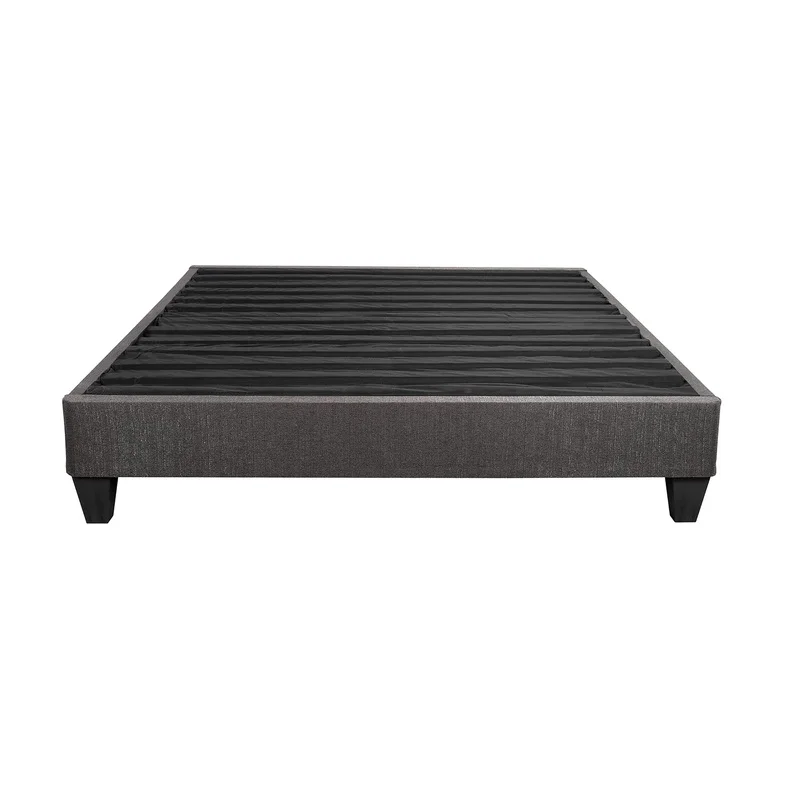 Dark Grey Upholstered Platform Bed Base, Twin Size