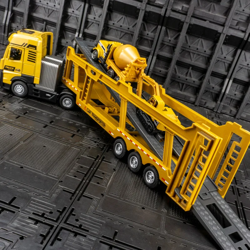 

Имитация инженерного грузовика, трактор, модель автомобиля из сплава, двухэтажный транспортный грузовик, игрушечная дверь для мальчиков, можно открыть, тонкое качество изготовления