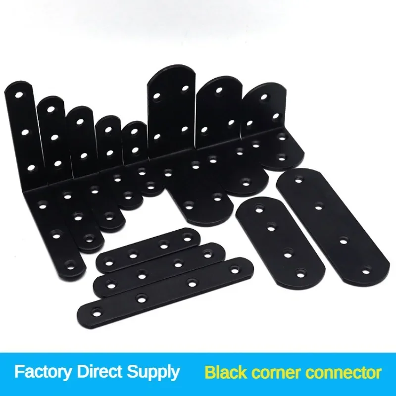 1pcs L-Shaped Brackets with Screws Fixing Right Stainless Steel Supporting Black Angle Corners Brace Furniture Hardware