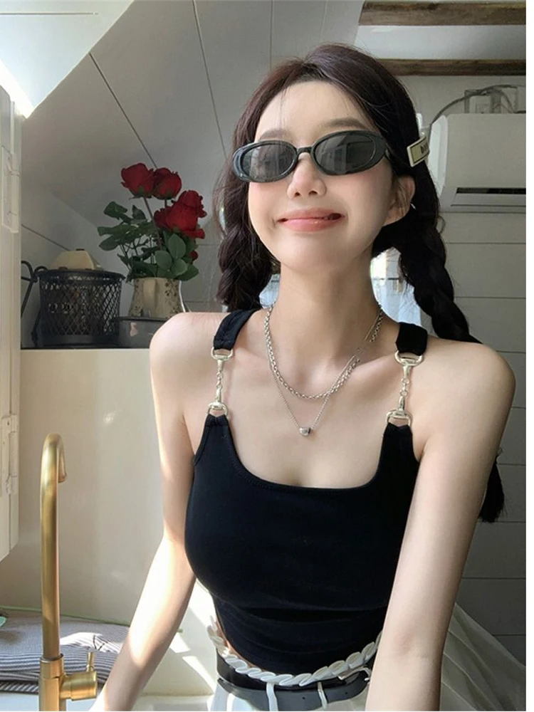 

Американский жилет с пряными бретелями для девочек, женский летний новый дизайн, утягивающий топ, модный топ для поездок на работу, длина